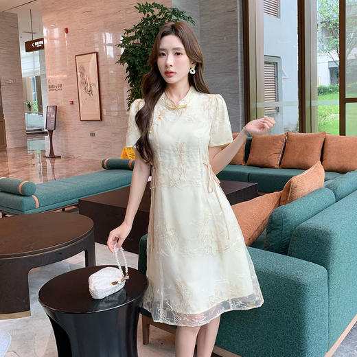 奢姿大码女装2026年夏季时尚改良款国风优雅款收腰显瘦旗袍连衣裙9952822228 商品图1