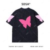 T4044夏季高级感新款男士潮牌撞色贴布蝴蝶设计短袖T恤满天星圆领上衣 商品缩略图4