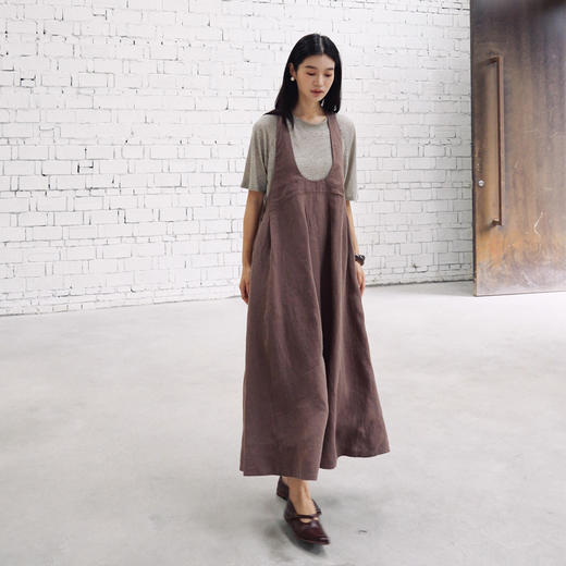 绽放408朵/【复活款·2009年背带裙】砂洗亚麻捏褶显瘦背带连衣裙 商品图1