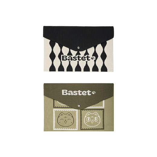 大英博物馆 巴斯特系列 萌猫提花 电脑包 黑白 绿色 商品图4