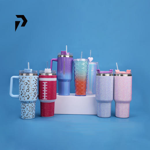 POPBASIC 1200ml手工彩钻吸管杯高颜值大容量水杯便于携带壶铃杯 商品图0