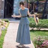 牛仔无袖上衣半身裙两件套，气质修身牛仔套装HR-YLFS9003 商品缩略图3