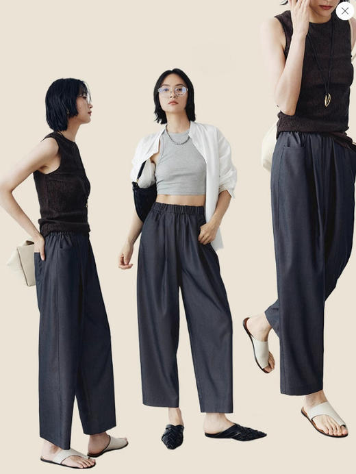 智感轻都市9分“轻牛仔”香蕉裤 显瘦修胯显腿细香蕉裤 轻牛仔风 冷都时装灰西裤 会呼吸的薄 时尚新香蕉裤型 松紧腰设计 商品图2