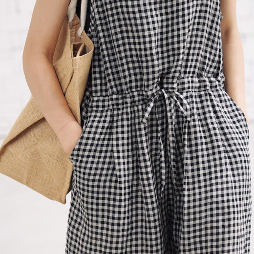 绽放421朵/复活款·2011年亚麻色织格纹连体裤小方格可调节背带裤 商品图3