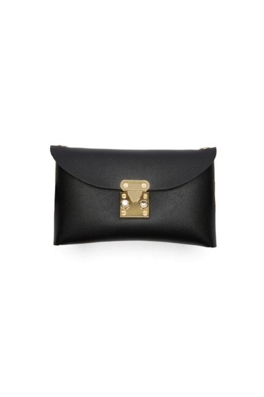 SUMMER & SAGE 黑色金属扣小皮质包包 7157 商品图1