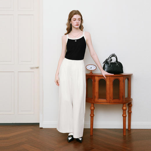 【商场同款】诗凡黎白色牛仔裤2025夏新款设计感长裤女3G4150781 商品图1