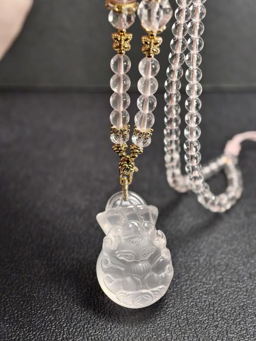 粉水晶钱袋子狐狸吊坠 商品图0