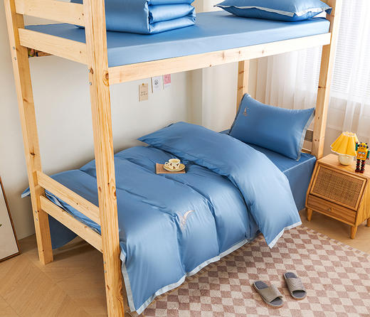 GRACE SPACE格调空间 简约拼色长绒棉绣花床单三件套 商品图3