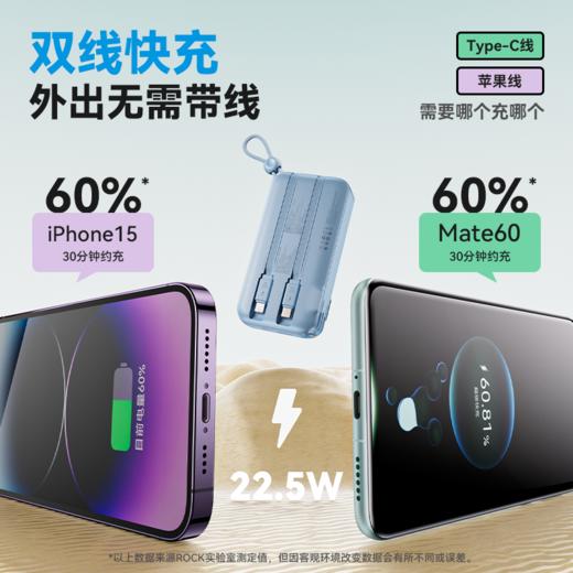 ROCK 自带双线22.5W移动电源10000mah Y30 蓝色 商品图2