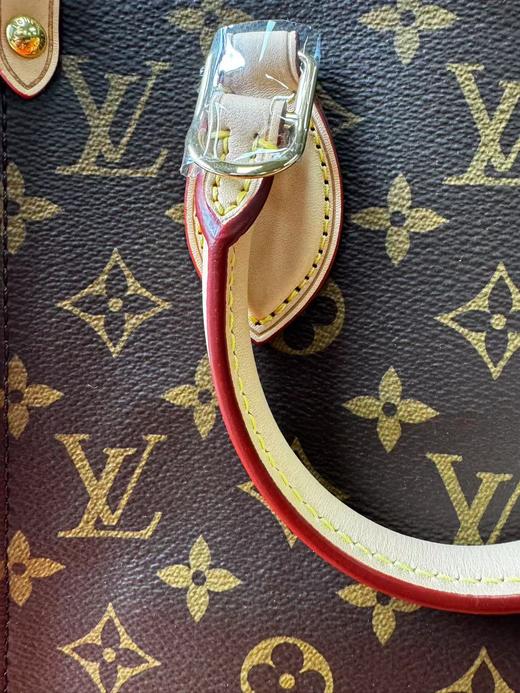 LOUIS VUITTON Sac Plat PM 经典老花 帆布涂层拼牛皮革饰边 手提单肩斜挎包 中号 女款 深棕色 商品图7