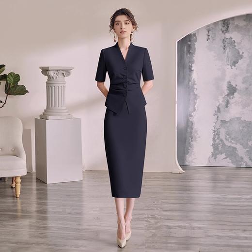 IWY/高端名媛风短袖收腰显瘦卡其色西装套装正式场合职业装WCS180 商品图3