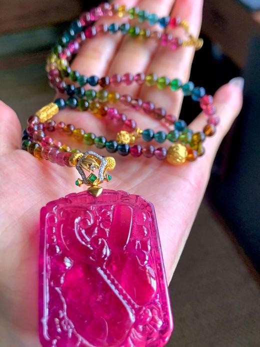 碧玺雕刻牌吊坠 商品图4