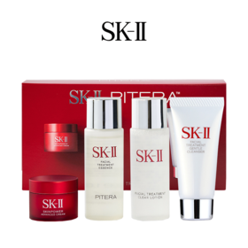 新版SK-II中样旅行四件套 神仙水30ml+清莹露30ml+洗面奶20g+面霜15g(滋润版) 香港直邮C