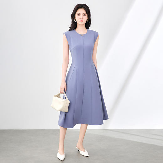 「高货wl」全新升级【铂金会员358/天猫479/差价121】(11556)洛诗琳气质收腰无袖连衣裙2025夏季新款立裁高腰显瘦A字裙 商品图0