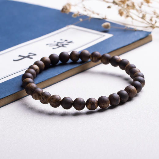 xy0418，6.5mm沉香素串单圈手串 商品图4