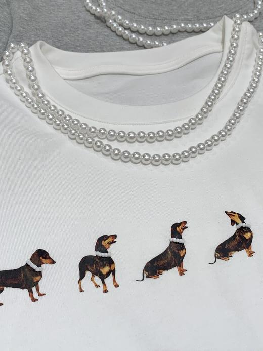 【高品质私服】【MG狗狗印花弹力短袖T恤】弹性十足却不紧绷，设计简约大方，辣妹出街必备款G1453-CC【无标出货 介意慎拍】 商品图10