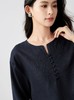 简约亚麻V领宽松精致刺绣花朵透气清爽苎麻衫 商品缩略图6