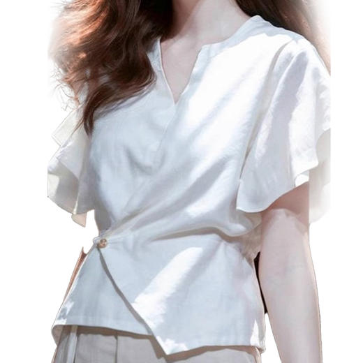 裁缝学苑AS523 法式V领短袖衬衫纸样女装棉麻短款小衫上衣样板 商品图1