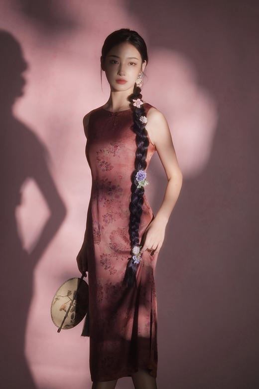 逸红颜明月优选#23姆米冰凉透孔罗提花红云纱连衣裙「情丝乐颜」橘霞佛赤衬得肌肤如玉~ 商品图6