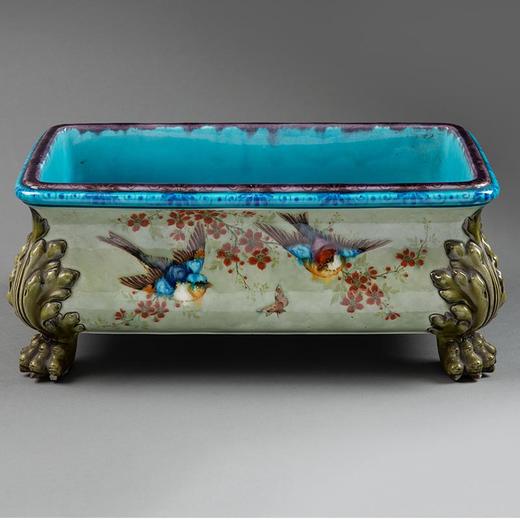 独角鹿西洋古董法国艺术家Théodore Deck彩釉陶瓷古董花瓶艺术摆件 商品图0