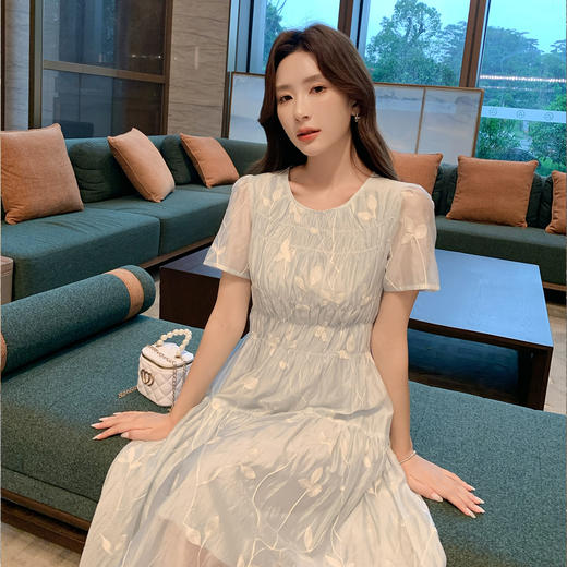 奢姿大码女装2025夏季圆领气质简约连衣裙胖妹妹植物花卉时尚裙子9952822350 商品图2