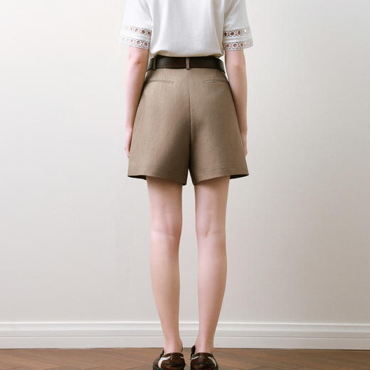 【商场同款】诗凡黎莱赛尔亚麻短裤2025夏新款A字休闲裤3G4350611 商品图4