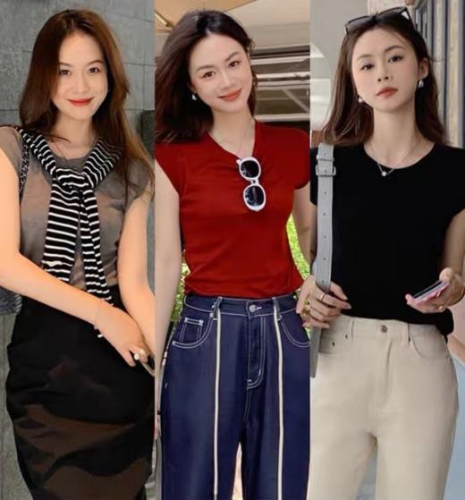 【MOMOTIABIN纯色小飞袖T恤YYTMA81】美yang原版面料！⁮针织T恤最贵的面料！⁤！⁢6A级兰精天丝莱赛尔配比！！刷新了对真丝和针织的双重认知！⁣ 商品图0