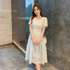 奢姿大码女装2025夏季圆领气质简约连衣裙胖妹妹植物花卉时尚裙子9952822350