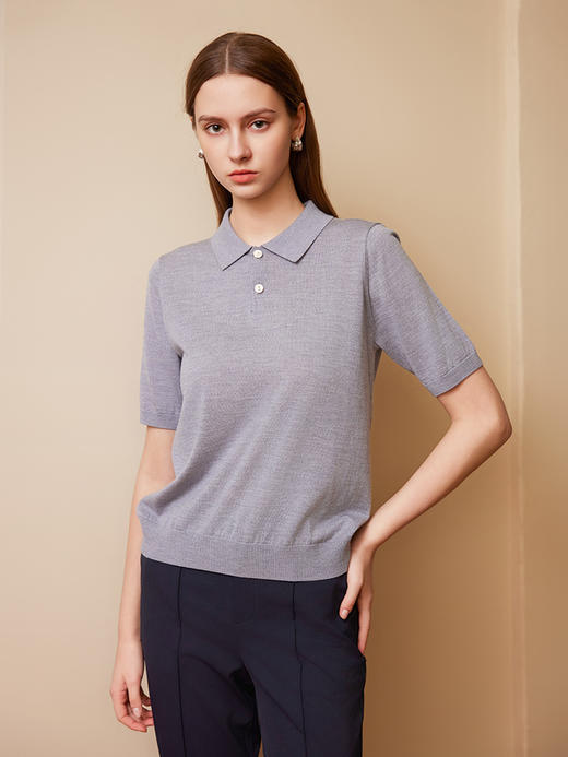 【绵羊毛短袖针织衫】25年夏季新品女士100%羊毛薄款针织上衣 商品图3