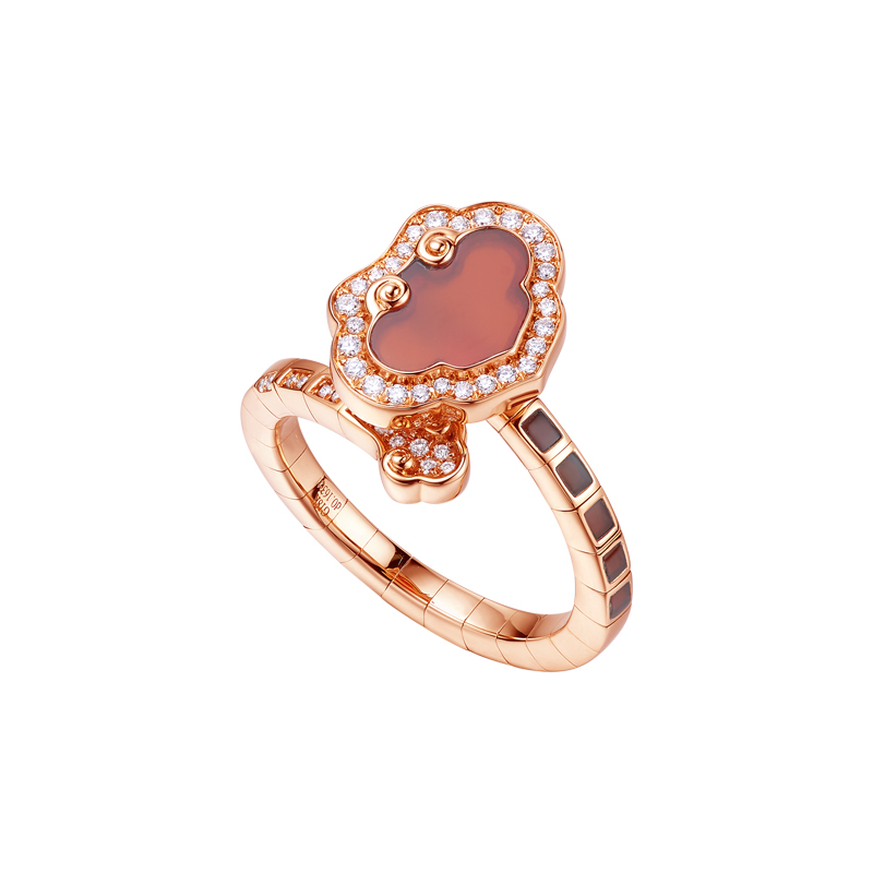 ［结·锁系列］18K金钻石红玛瑙戒指#如意RUYI