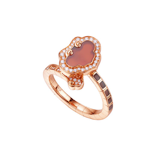 ［结·锁系列］18K金钻石红玛瑙戒指#如意RUYI 商品图0