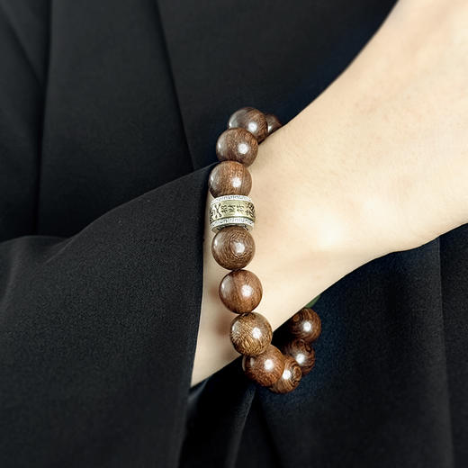 BAOFAMDI宝梵迪转金轮六字箴言鼓珠文玩和田玉貔貅男女款手串送男友送父亲高档礼物BF 商品图3