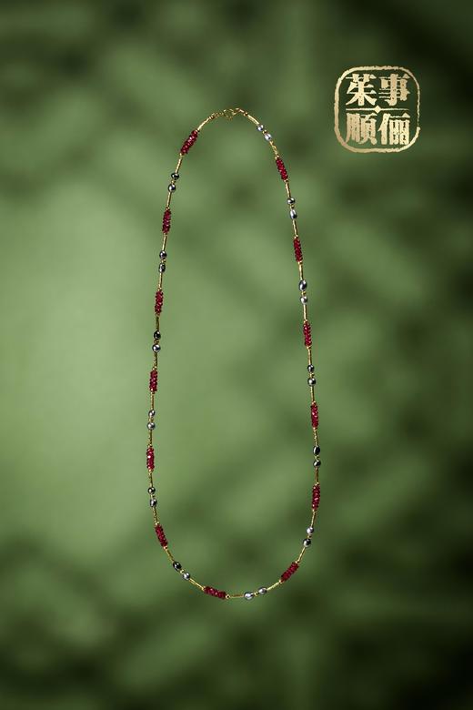 【茱事顺俪】18k金红宝石珍珠项链 商品图0
