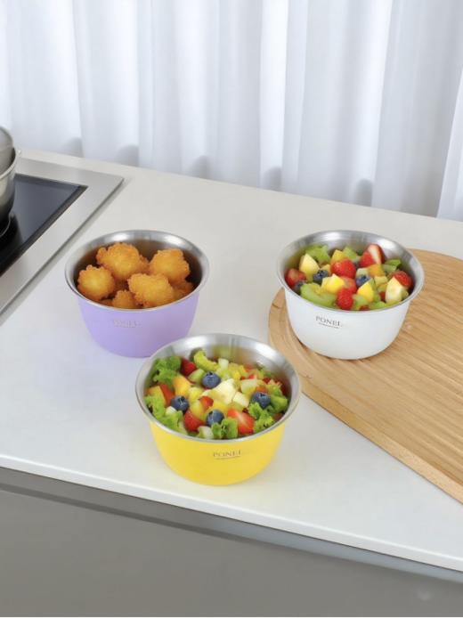 🔥只要29.9 3个装❗ 【PONEL派能马卡龙多用碗3件套】💥厨房秒变ins风！ ❤️装水果/零食/汤都超配，✨拉丝内壁一冲就净抢到就是赚到！ 商品图3