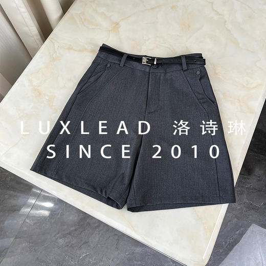 「开团福利」洛诗琳高级感薄款通勤西装阔腿裤女2025夏季新款A字短裤高腰显瘦五分裤女(7天内发货)45753 商品图2