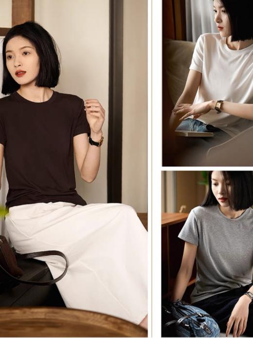 实用主义，真正的极简风简约不简单，客供面料定制款干干净净的【极简纯色正肩百搭T恤YYTMA63】慵懒松弛感轻松拿捏 商品图0