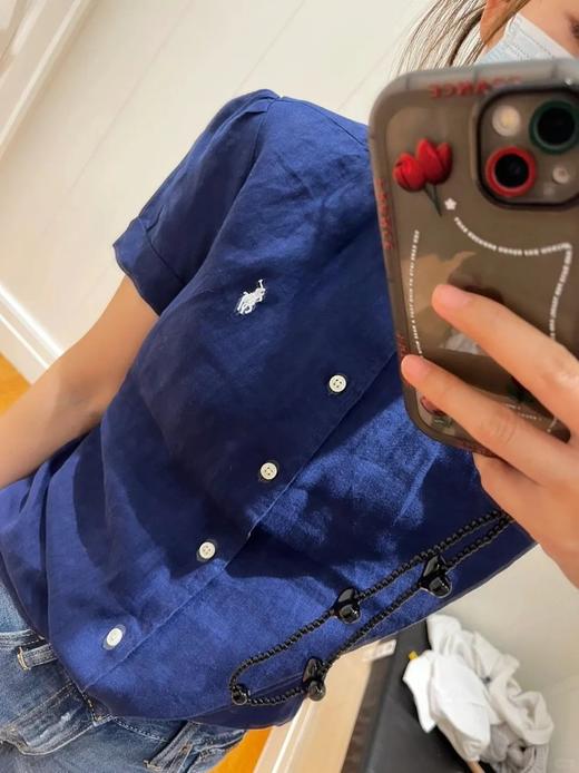 【高品质私服】【RL藏青亚麻短袖衬衫】天然亚麻经纬，松弛慵懒自在，藏青亚麻的随性中和了职场的紧绷G14XX-CC【无标出货 介意慎拍】 商品图4