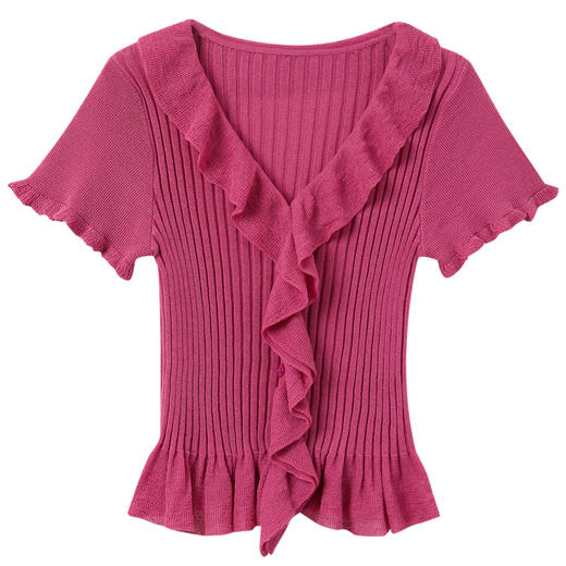 【莱赛尔】三彩独醒2025秋季新款V领针织衫修身短款开衫显瘦F 商品图4