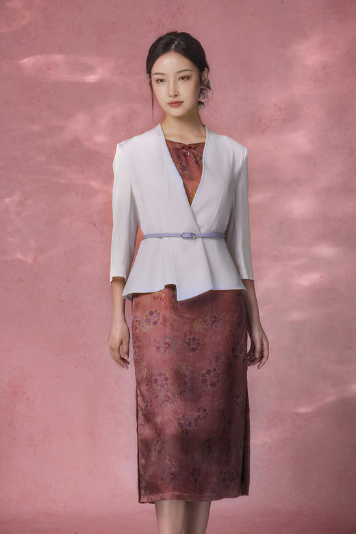 逸红颜明月优选#23姆米冰凉透孔罗提花红云纱连衣裙「情丝乐颜」橘霞佛赤衬得肌肤如玉~ 商品图13