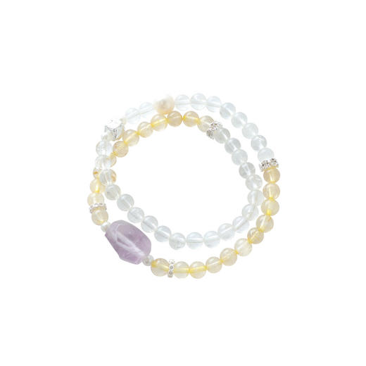 三彩2025新款【能量系列】双层叠戴黄白紫水晶手链女简约通勤度假 商品图2