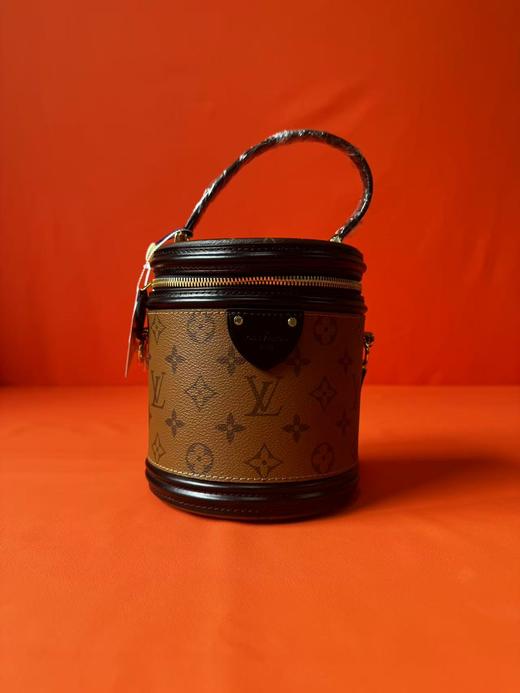 LOUIS VUITTON Cannes 经典老花发财桶 涂层帆布拼牛皮饰边 水桶包手提单肩斜挎包 小号 女款 棕色 商品图1