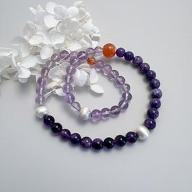 【普陀山】孤品 紫超七紫⻰晶925银水晶手串 ⼿围14-14.5