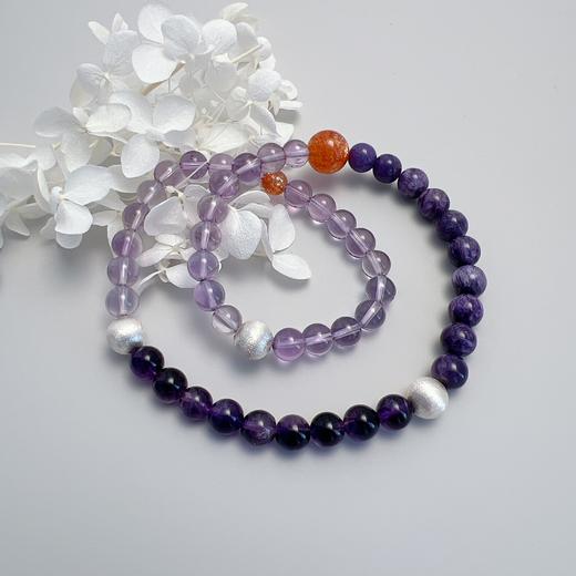 【普陀山】孤品 紫超七紫⻰晶925银水晶手串 ⼿围14-14.5 商品图0