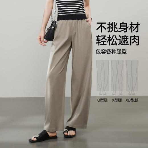 【莫代尔桑蚕丝茧型裤】逸阳夏季新款高腰垂感微皱纸片休闲裤子6088 商品图7