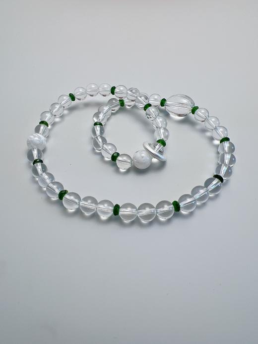 【普陀山】⽩⽔晶绿透辉 雪花幽灵水晶手串 女款设计 商品图5