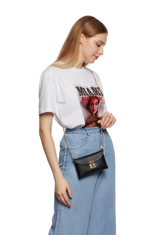 SUMMER & SAGE 黑色金属扣小皮质包包 7157 商品图5