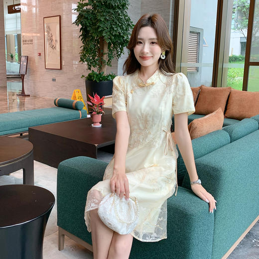 奢姿大码女装2026年夏季时尚改良款国风优雅款收腰显瘦旗袍连衣裙9952822228 商品图2