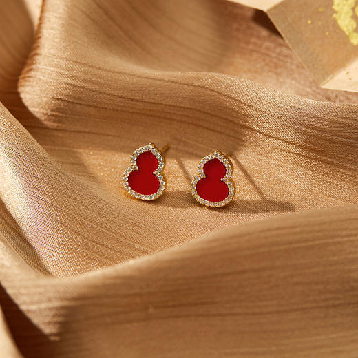 三彩2025新款【国风系列】葫芦耳钉养耳银针合成锆石礼物小众轻奢 商品图1