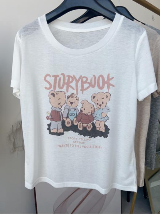 【MOMOTIABIN莱赛尔圆领撞色小熊提花T恤YCHZ78】✅顶级面料三合一：⁤100%莱赛尔！⁡✅短袖软糯凉滑到像第二层肌肤！⁣✅天然凉感纤维，38°高温依旧清爽宜人~ 商品图3