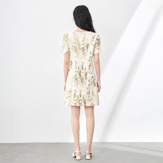 「高货wl」全新升级【铂金会员330/天猫439/差价109】(13021)洛诗琳时髦重工亮片刺绣连衣裙2025夏季圆领气质中长裙 商品图1